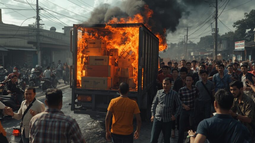 Truk Muatan Paket Terbakar di Gudang Randugarut Mangkang Semarang